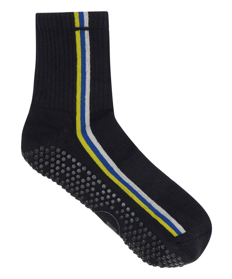 Crew Non Slip Grip Socks - Stellar Stripes Black