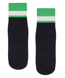Men's Crew Non Slip Grip Socks - Black & Green
