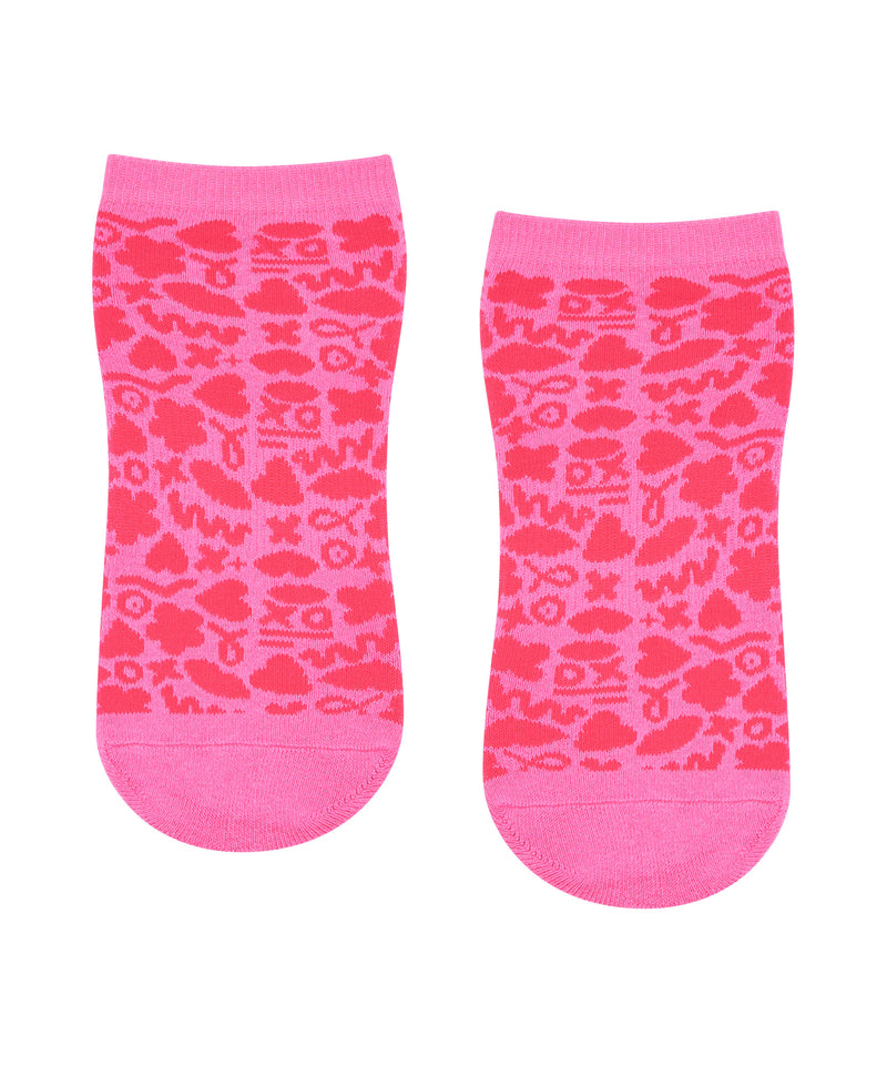 Classic Low Rise Grip Socks - Pink XO