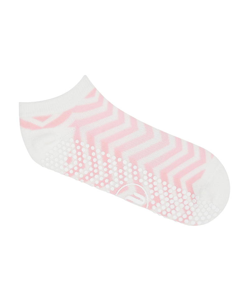 Classic Low Rise Grip Socks - Pink Chevron
