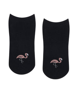 Classic Low Rise Grip Socks - Midnight Flamingo for yoga and pilates