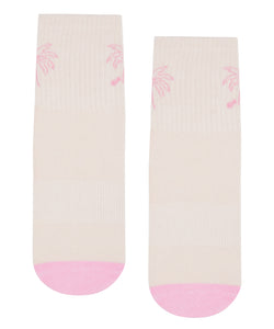 Crew Non Slip Grip Socks - Pink Palms