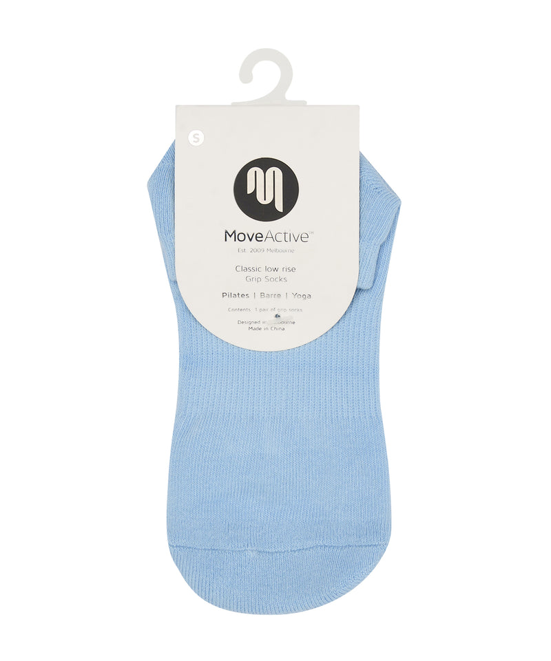 Classic low rise grip socks in powder blue for active lifestyle