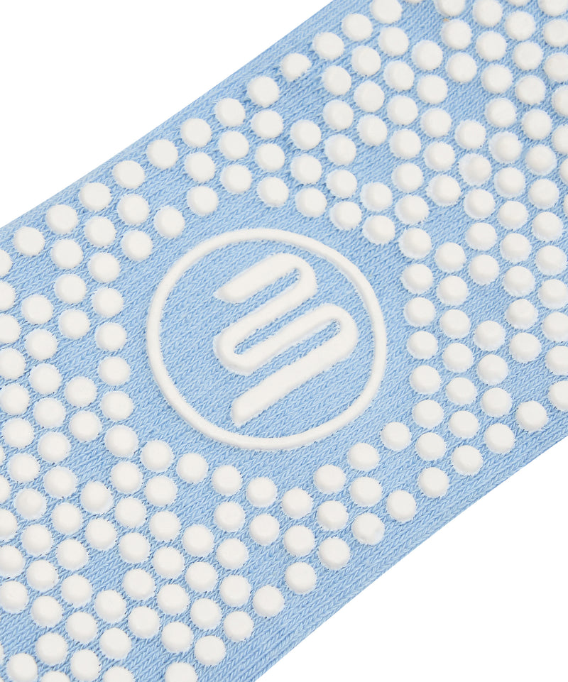 Powder blue low rise socks with secure grip for fitness