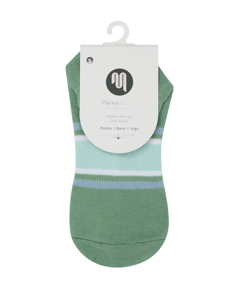 Classic low rise grip socks featuring a beautiful garden stripes pattern