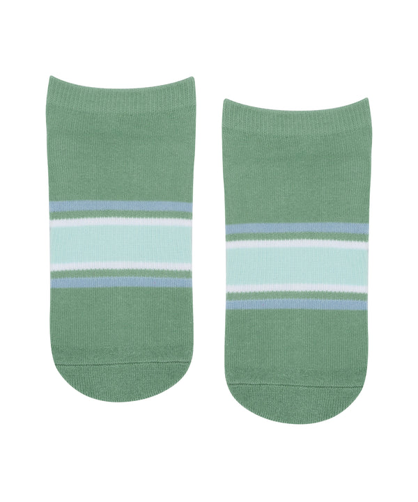 Classic Low Rise Grip Socks in Garden Stripes, perfect for yoga and pilates