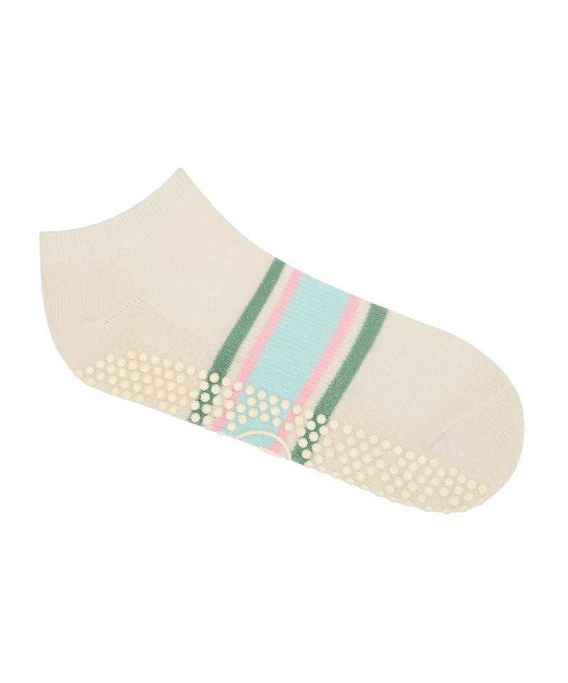 Women's low rise grip socks featuring beautiful striped design