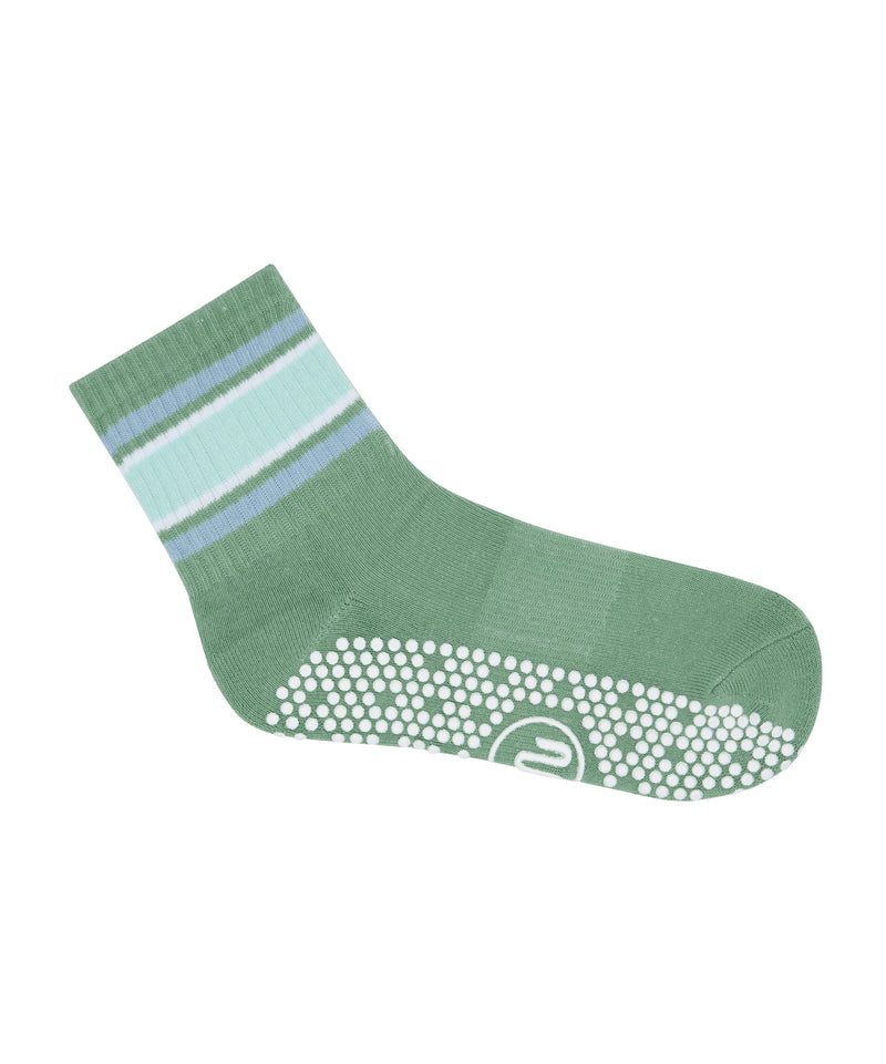 High-quality crew socks with non-slip grip, adorned with garden stripes