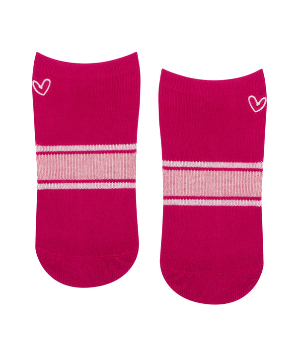 Classic Low Rise Grip Socks - Fuchsia Stripes