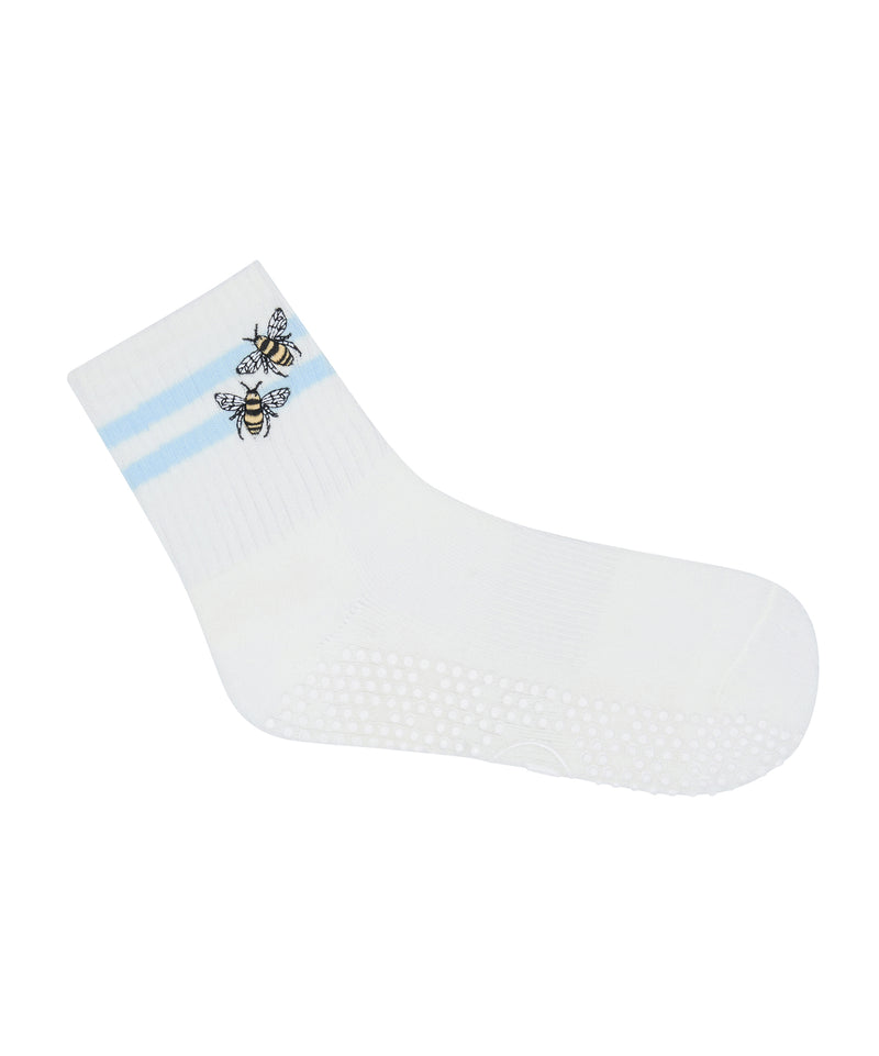 Comfortable Crew Socks with Non Slip Grip and Busy Bee Design