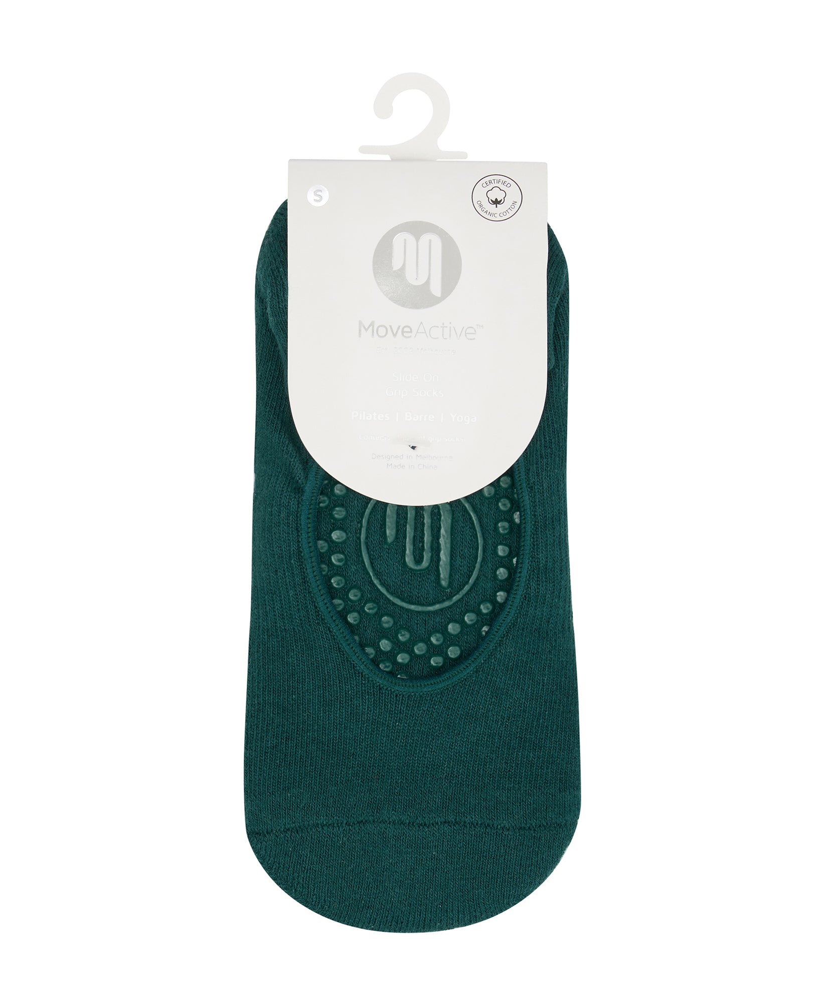 Slide On Non Slip Grip Socks - Forest Green.