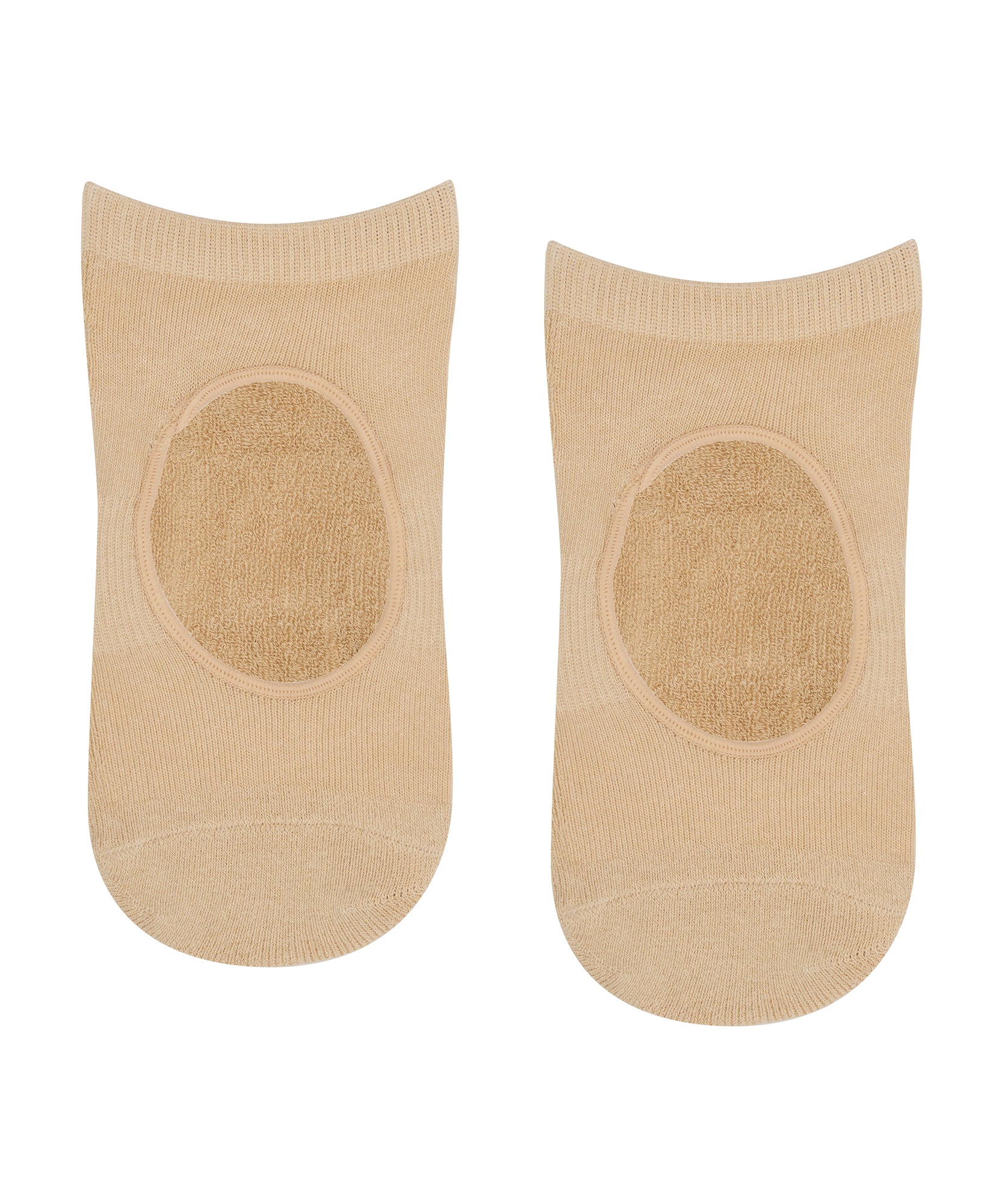 Slide On Non Slip Grip Socks - Almond.