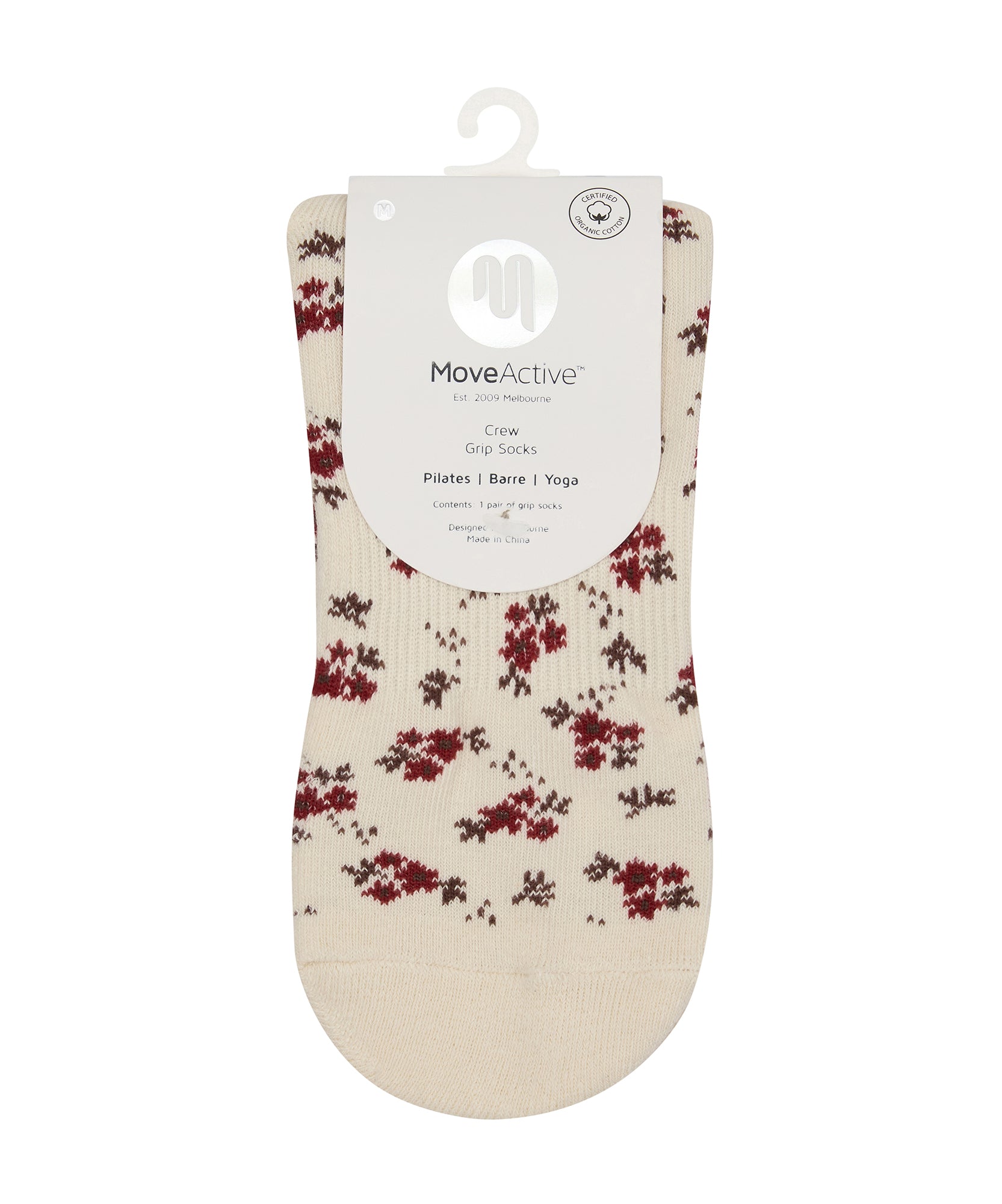 Quarter Crew Non Slip Grip Socks - Ditsy Floral.