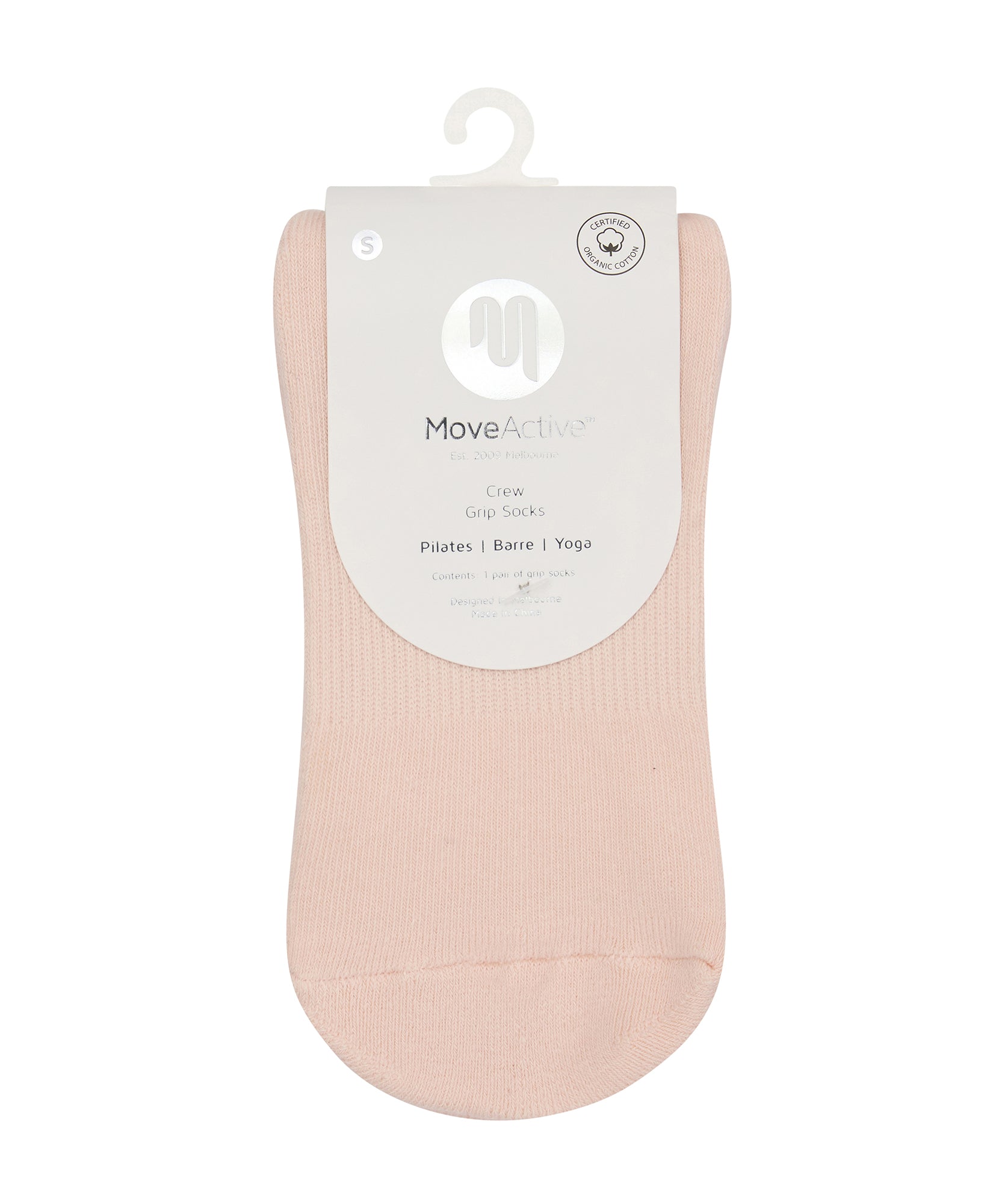 Crew Non Slip Grip Socks - Soft Pink.