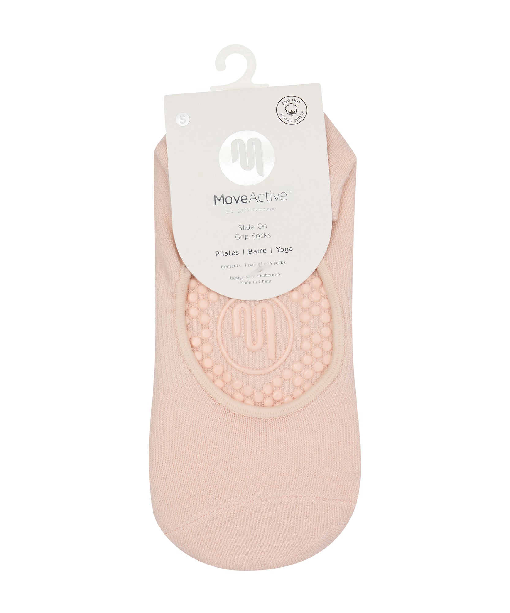 Slide On Non Slip Grip Socks - Soft Pink.