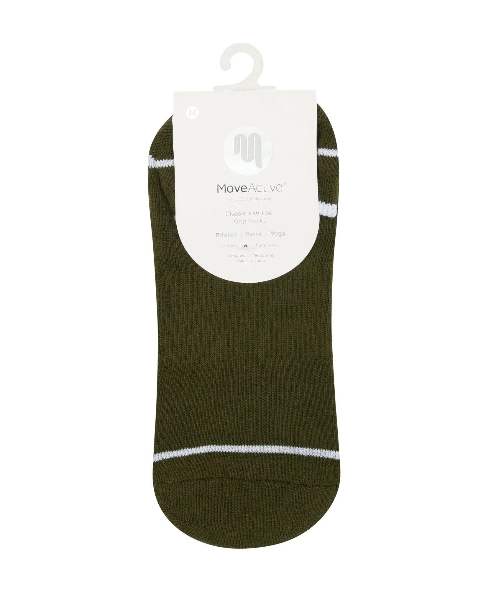 Men's Classic Low Rise Grip Socks - Khaki Stripe.