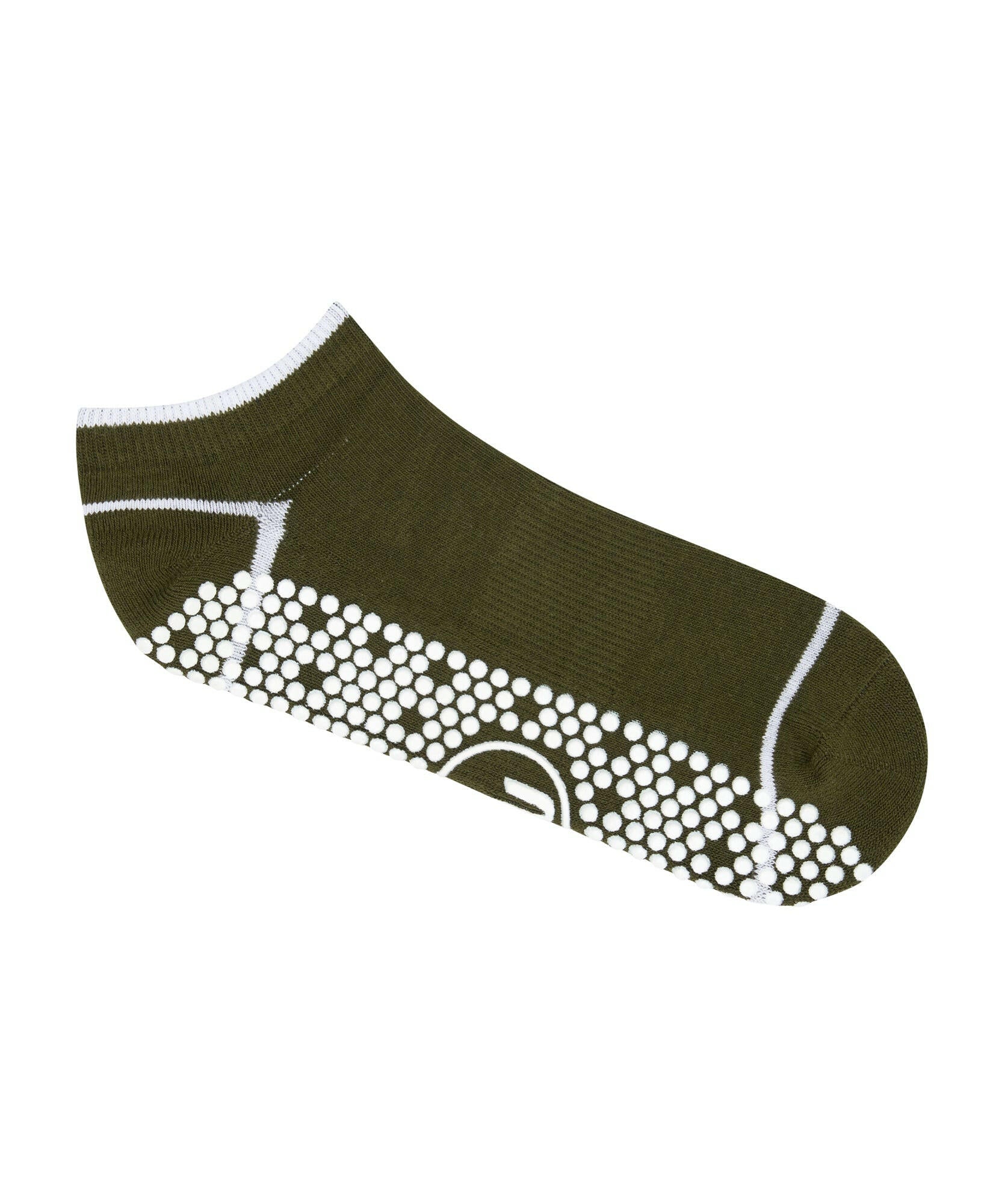 Men's Classic Low Rise Grip Socks - Khaki Stripe.