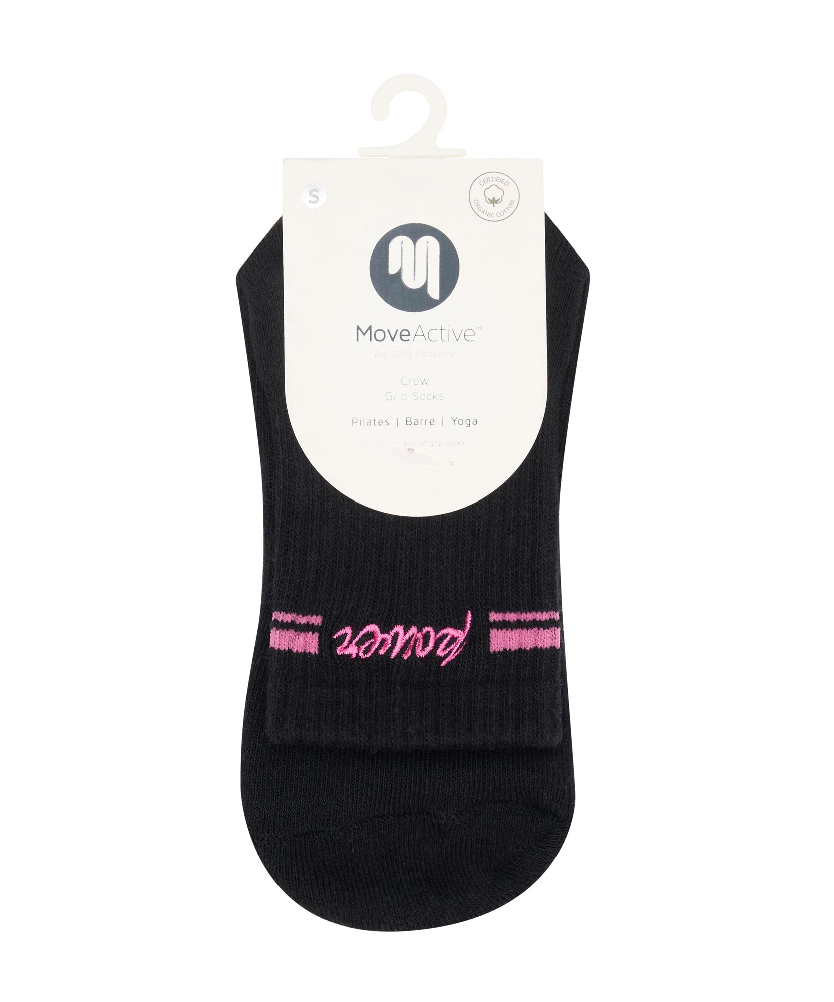 Crew Non Slip Grip Socks - Power Moves Black