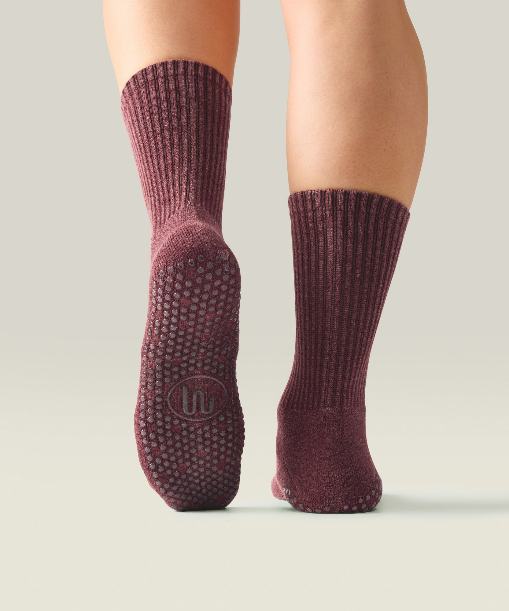 Crew Non Slip Grip Socks - Dusty Mulberry
