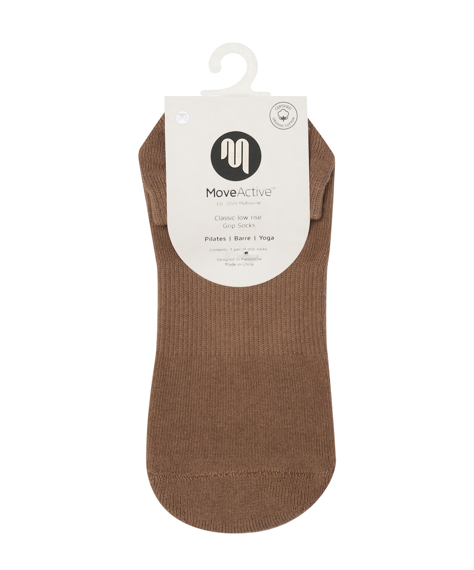 Classic Low Rise Grip Socks - Bark Brown.