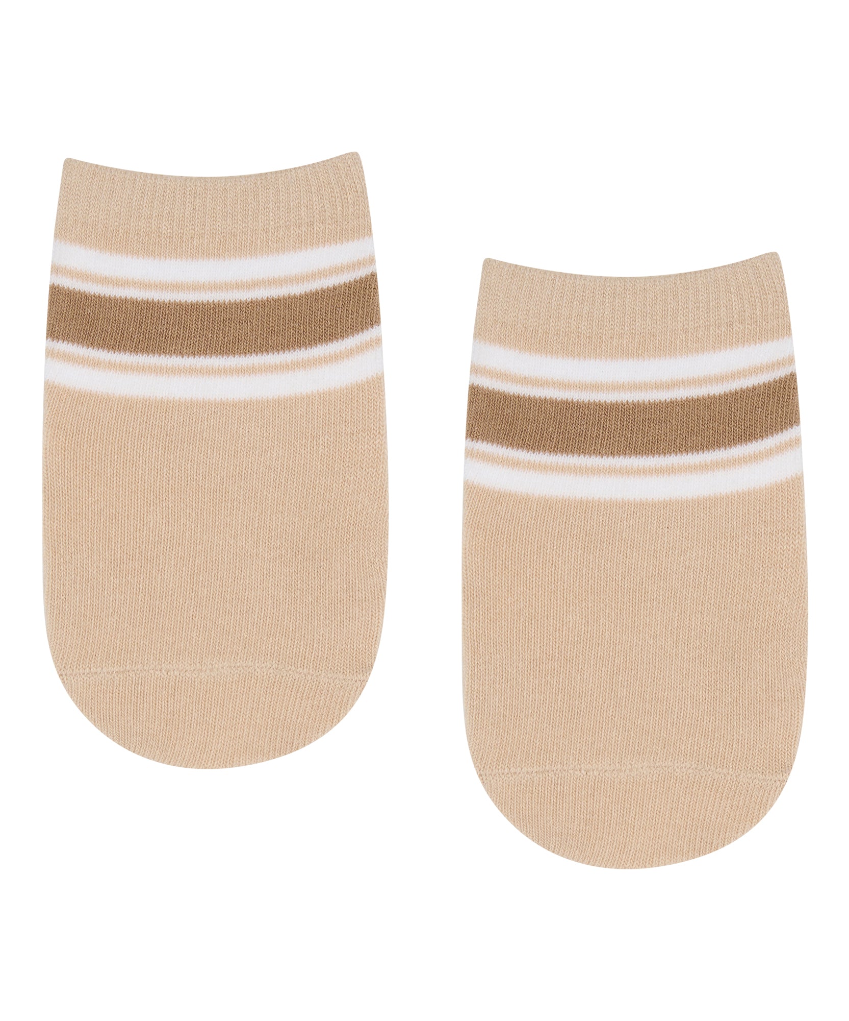 Baby Non Slip Grip Socks - Beige Stripes.