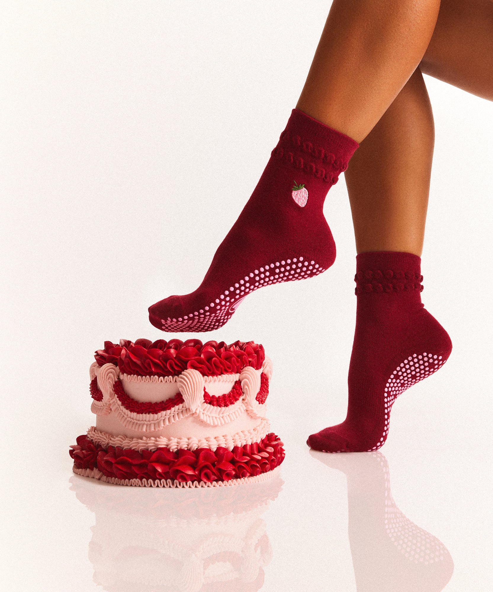 Crew Grip Socks - Strawberry Ruffle Ruby