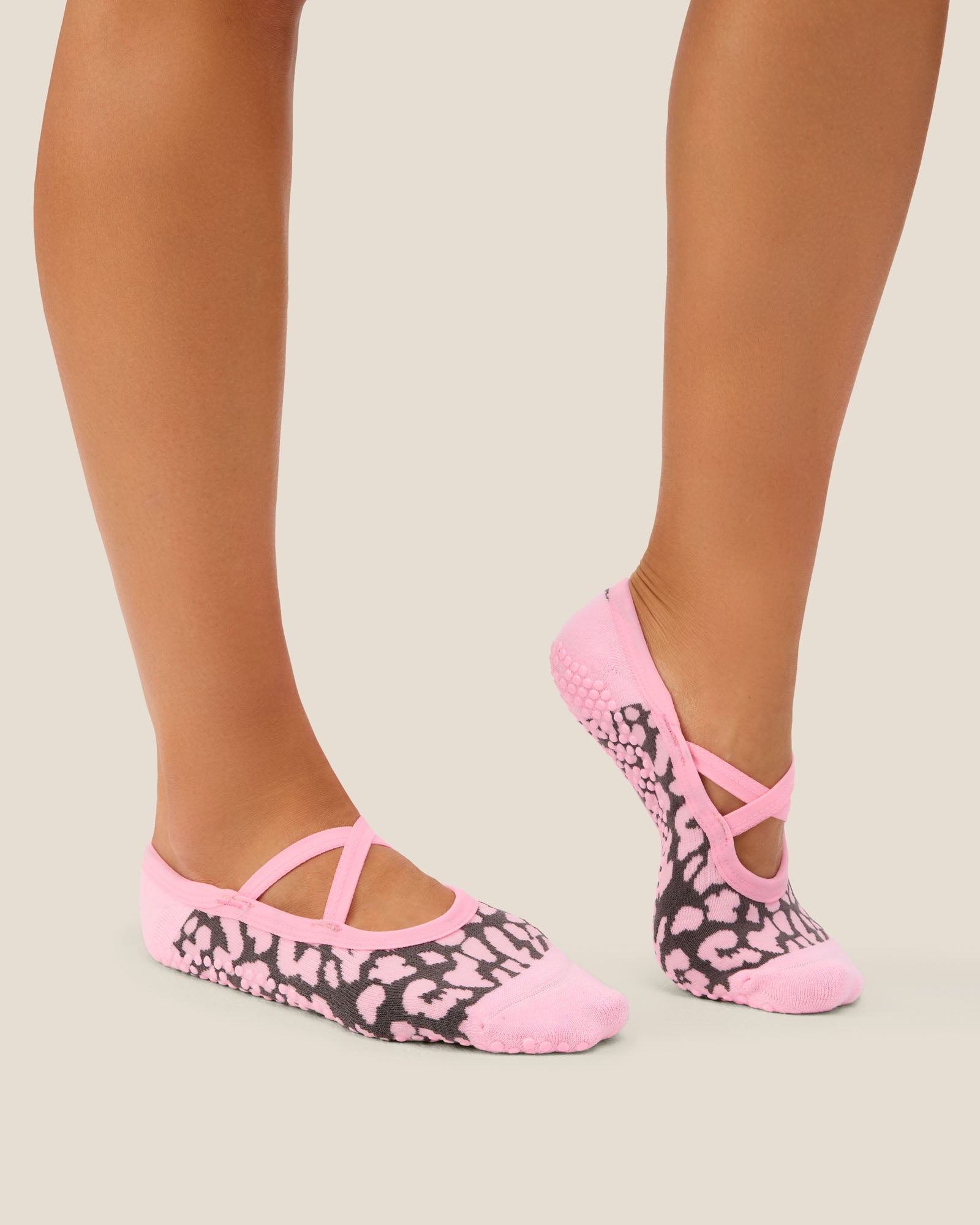 Ballet Grip Socks - Cheetah Pink