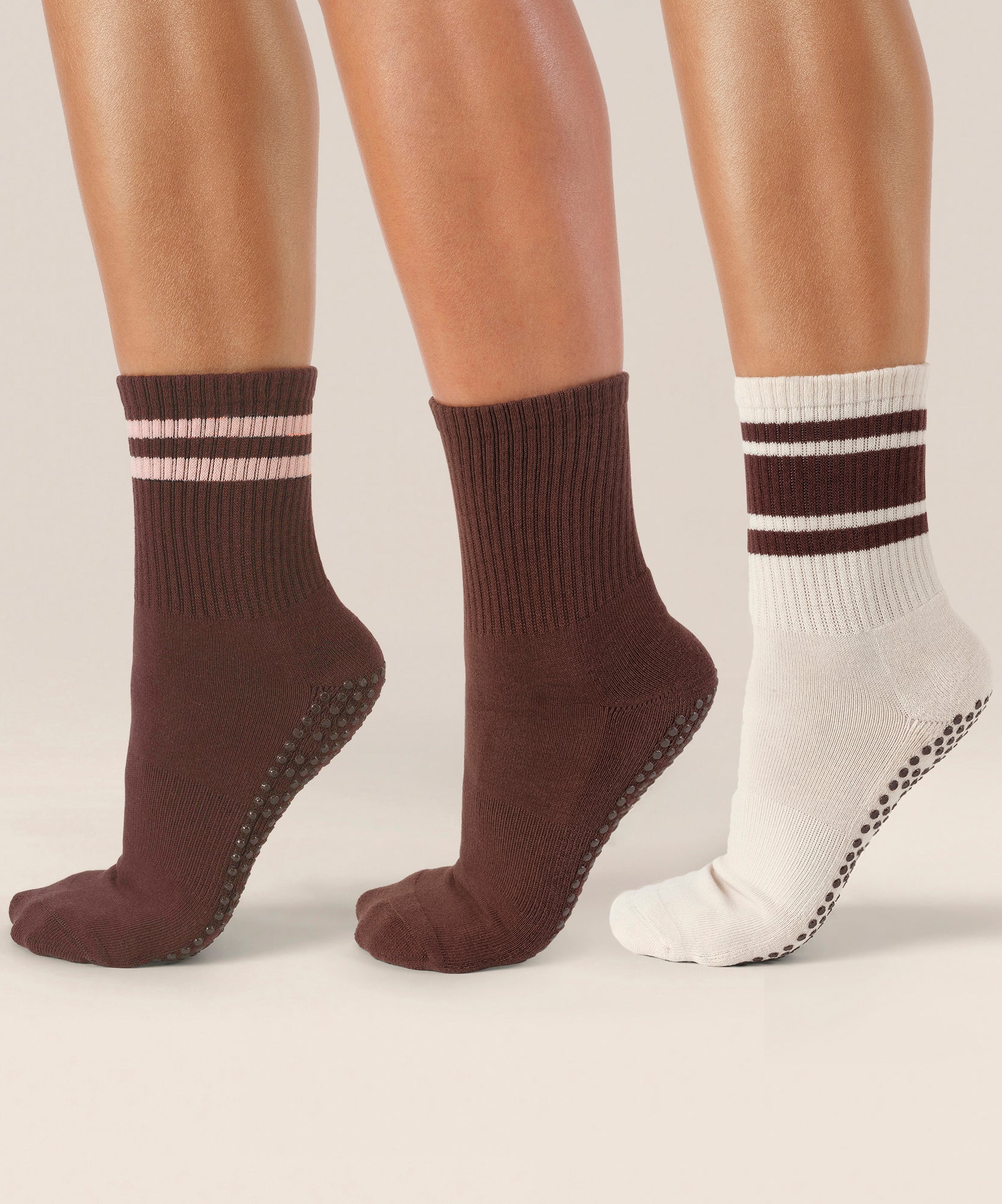 3 Pack Grip Sock Set - Espresso