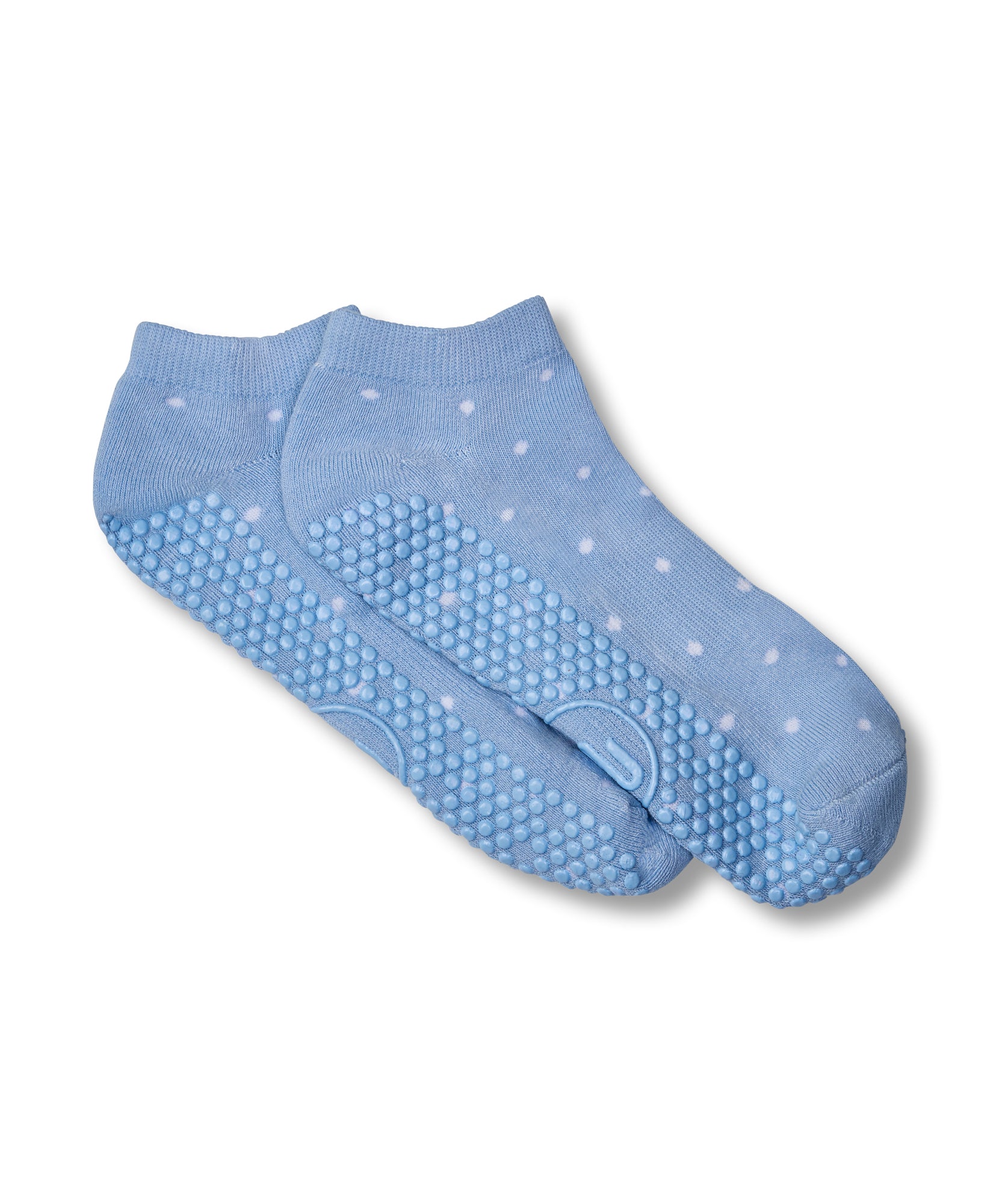 Classic Low Rise Grip Socks - Blue Polka Dots