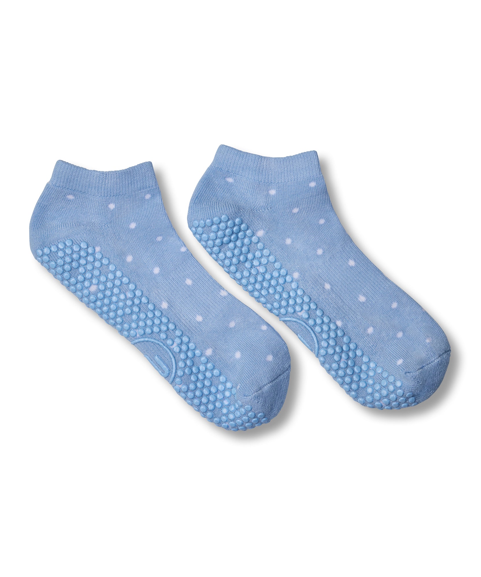 Classic Low Rise Grip Socks - Blue Polka Dots