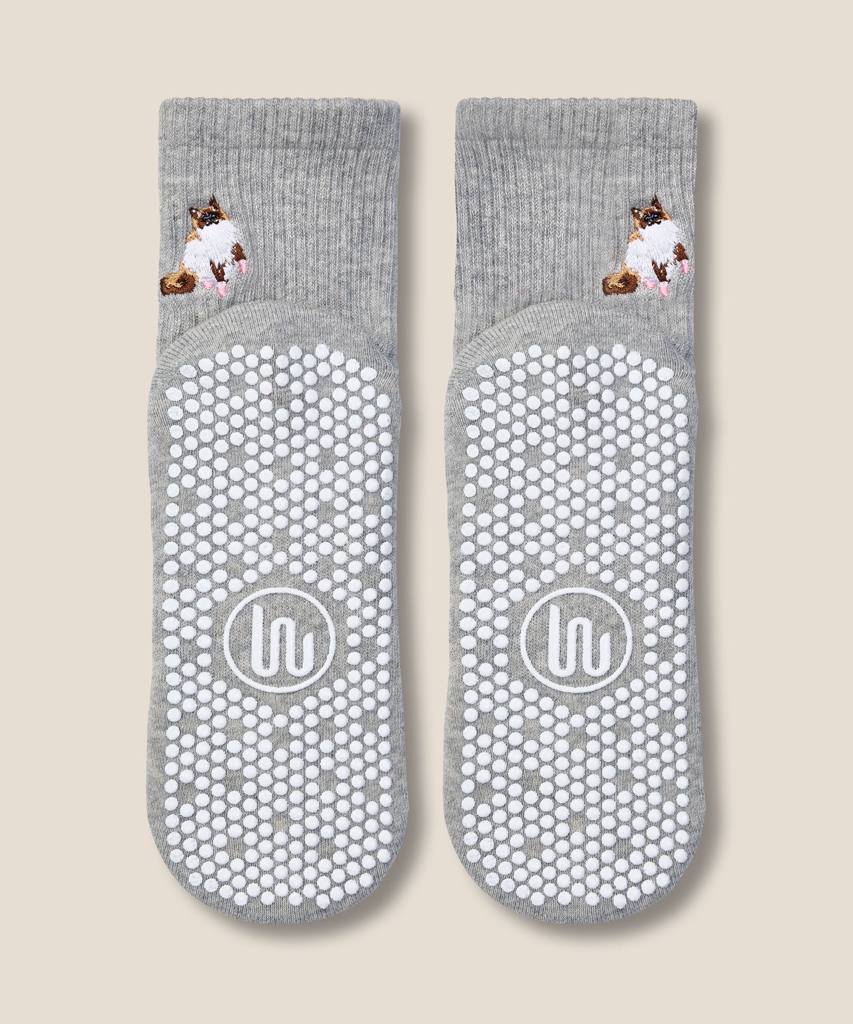 Crew Grip Socks - Ginger Cat Grey Marle