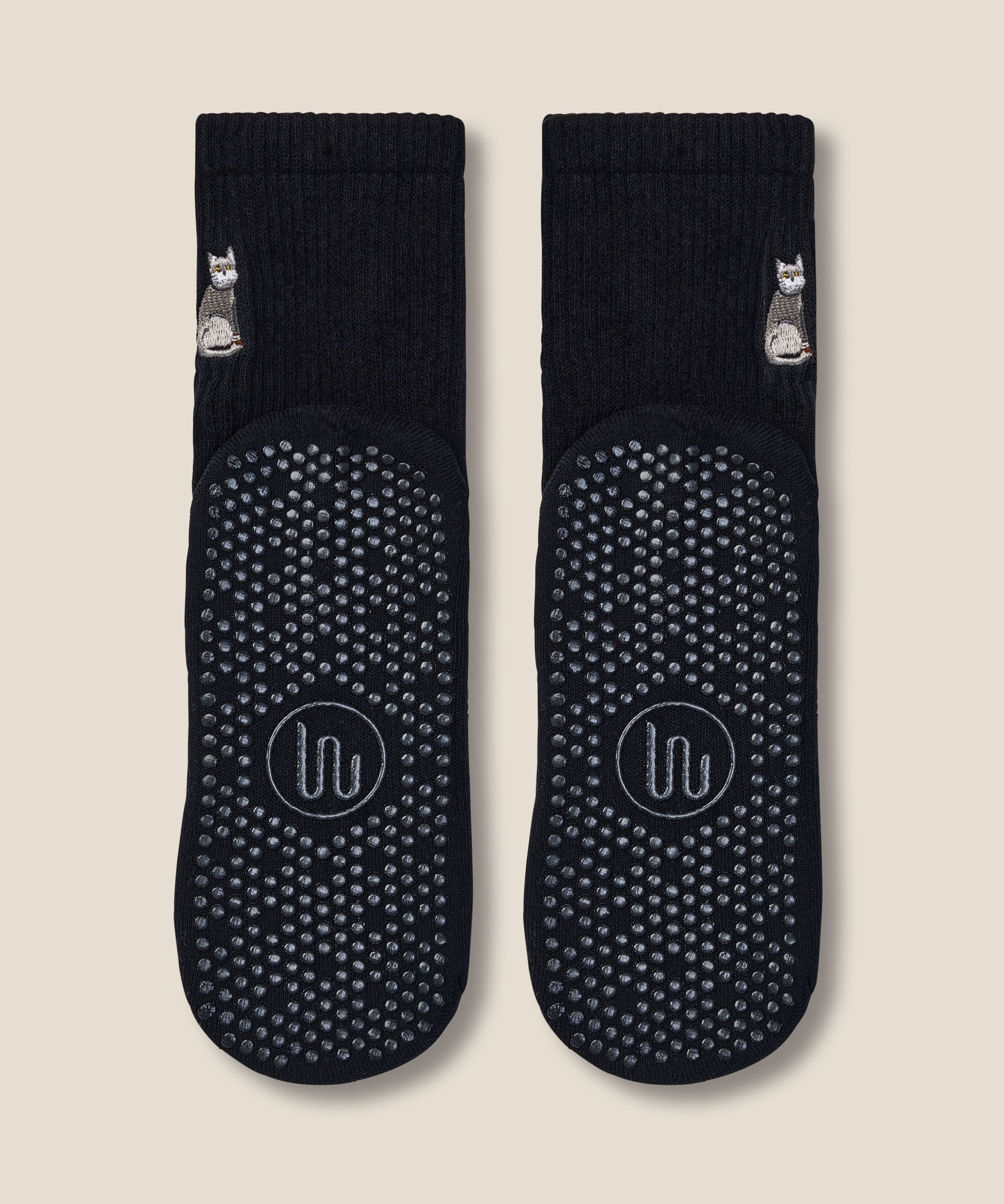 Crew Grip Socks - Grey Cat Black