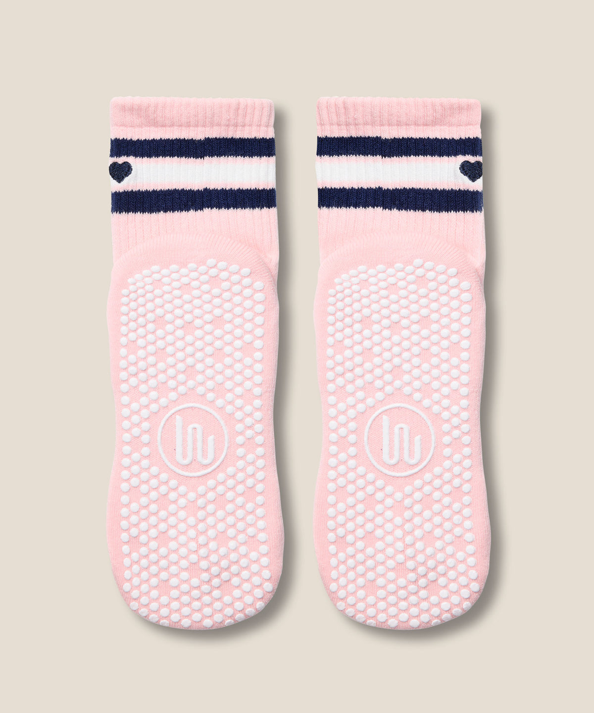 Crew Grip Socks - Mini-Heart Stripe Pink