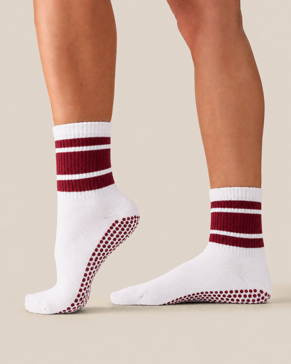 Crew Grip Socks - White Cabernet Stripe