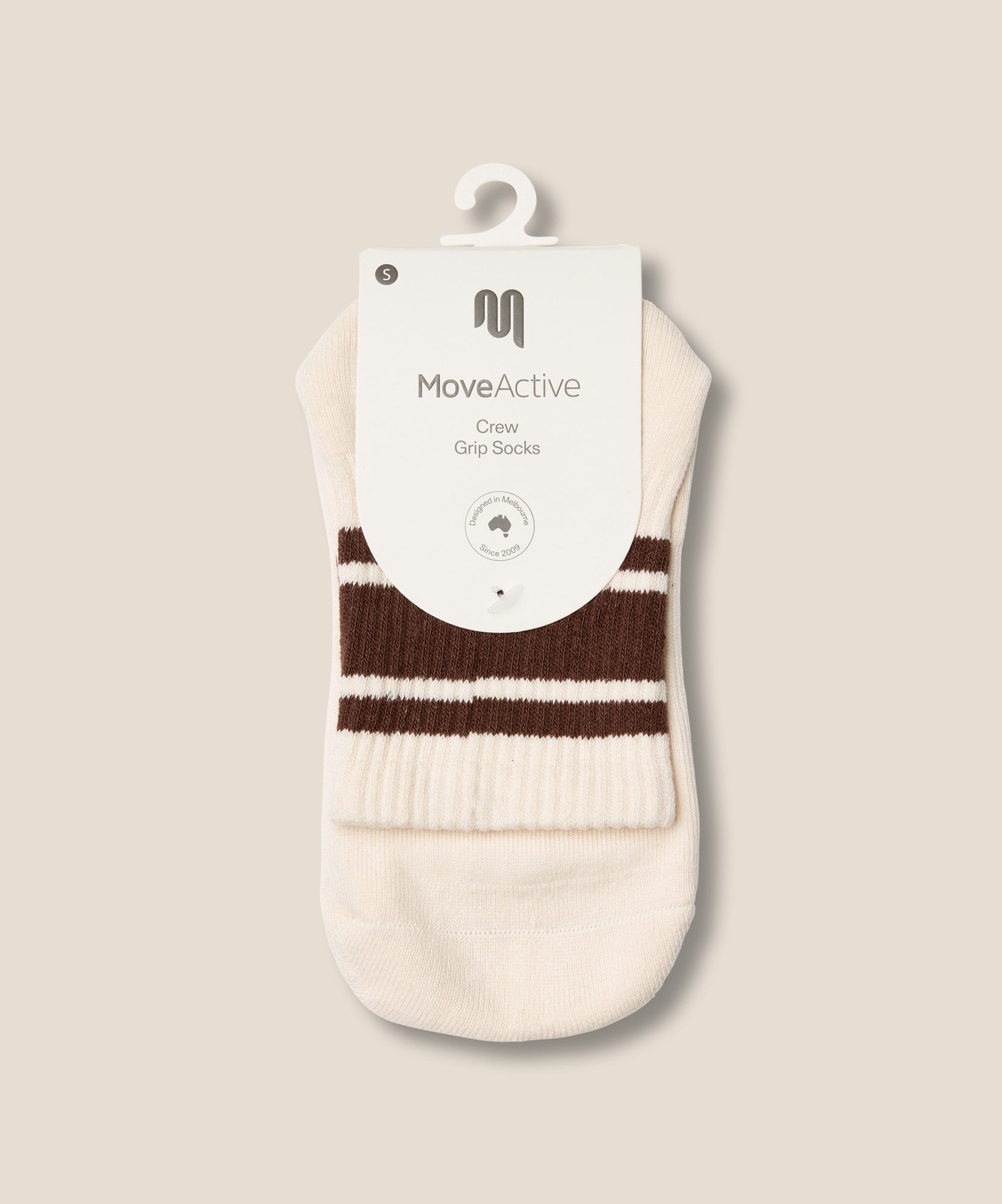 Crew Grip Socks - Oat Espresso Stripe