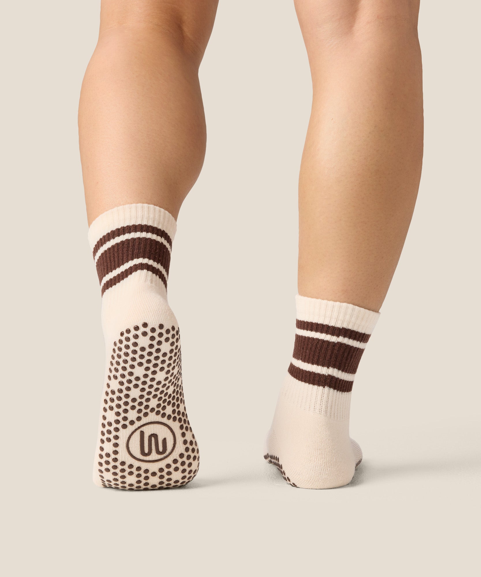 Crew Grip Socks - Oat Espresso Stripe