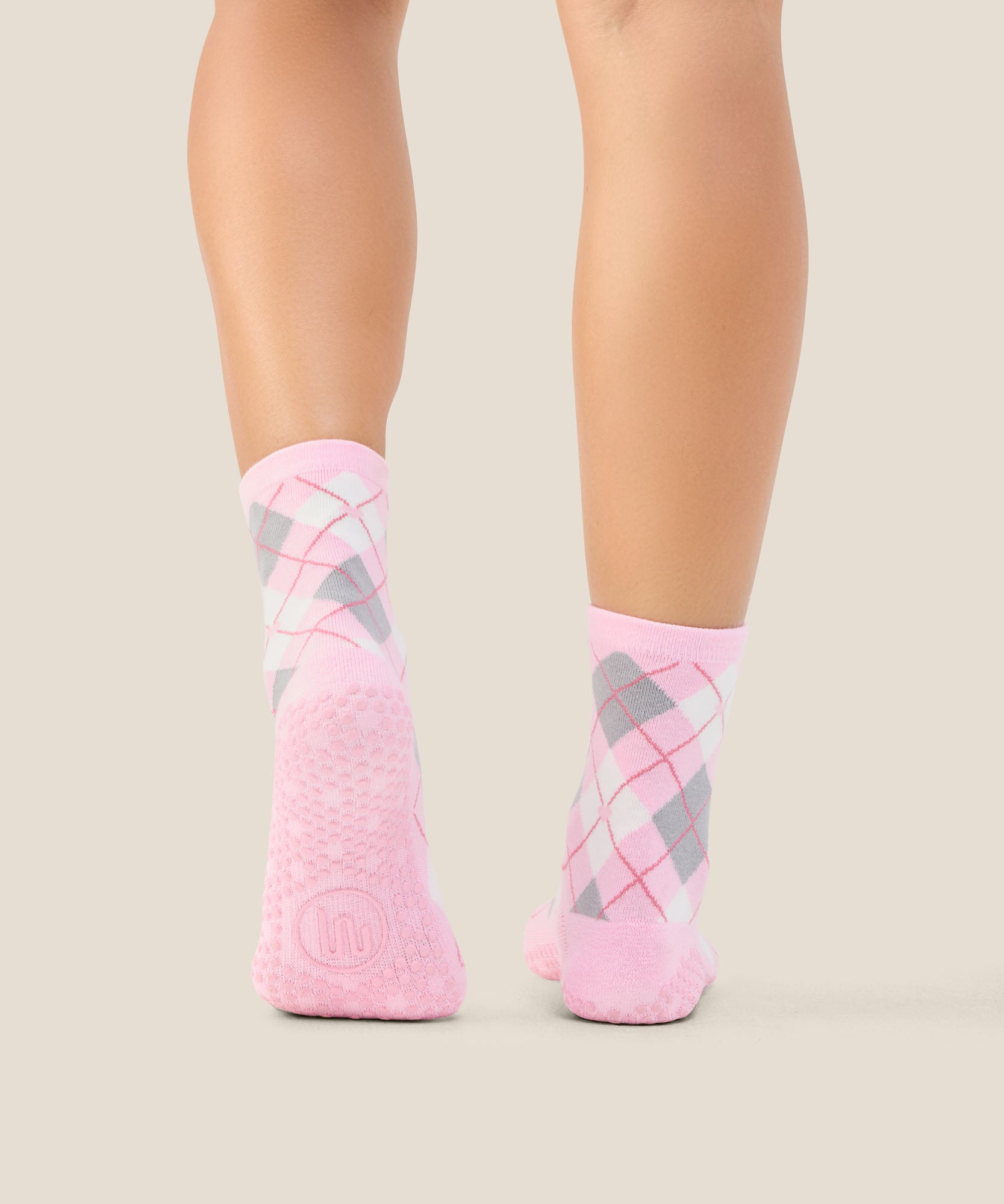 Crew Grip Socks - Argyle Pink