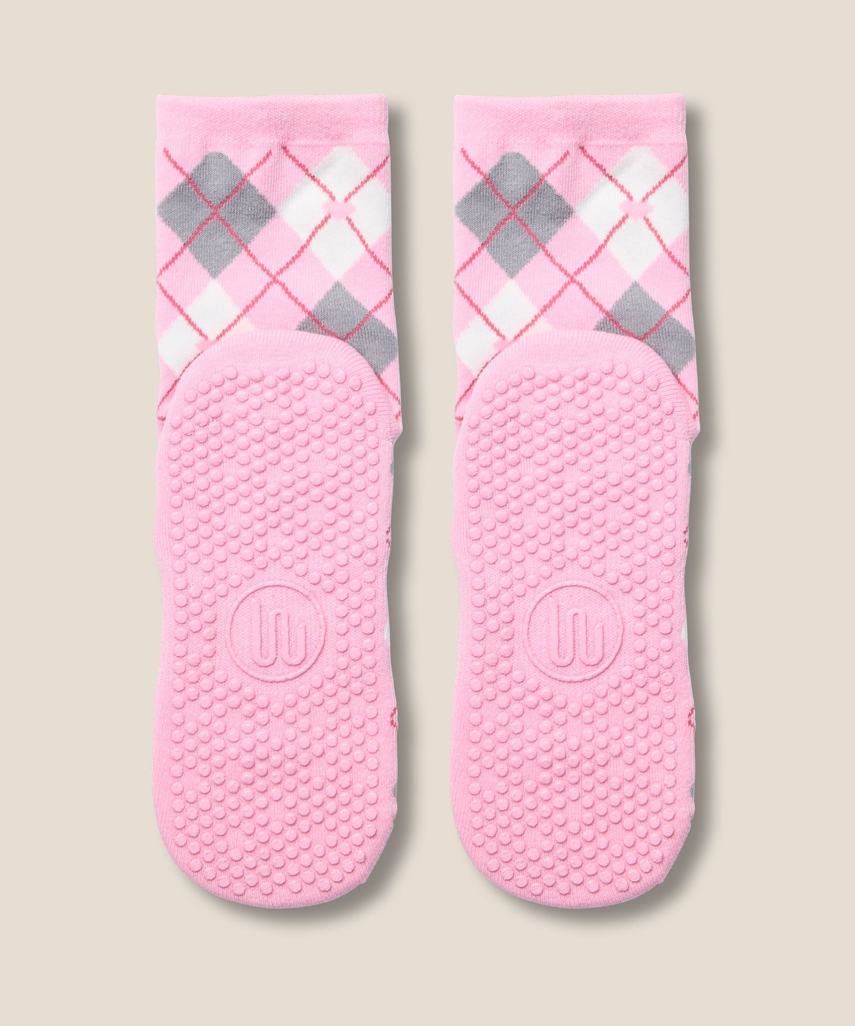 Crew Grip Socks - Argyle Pink