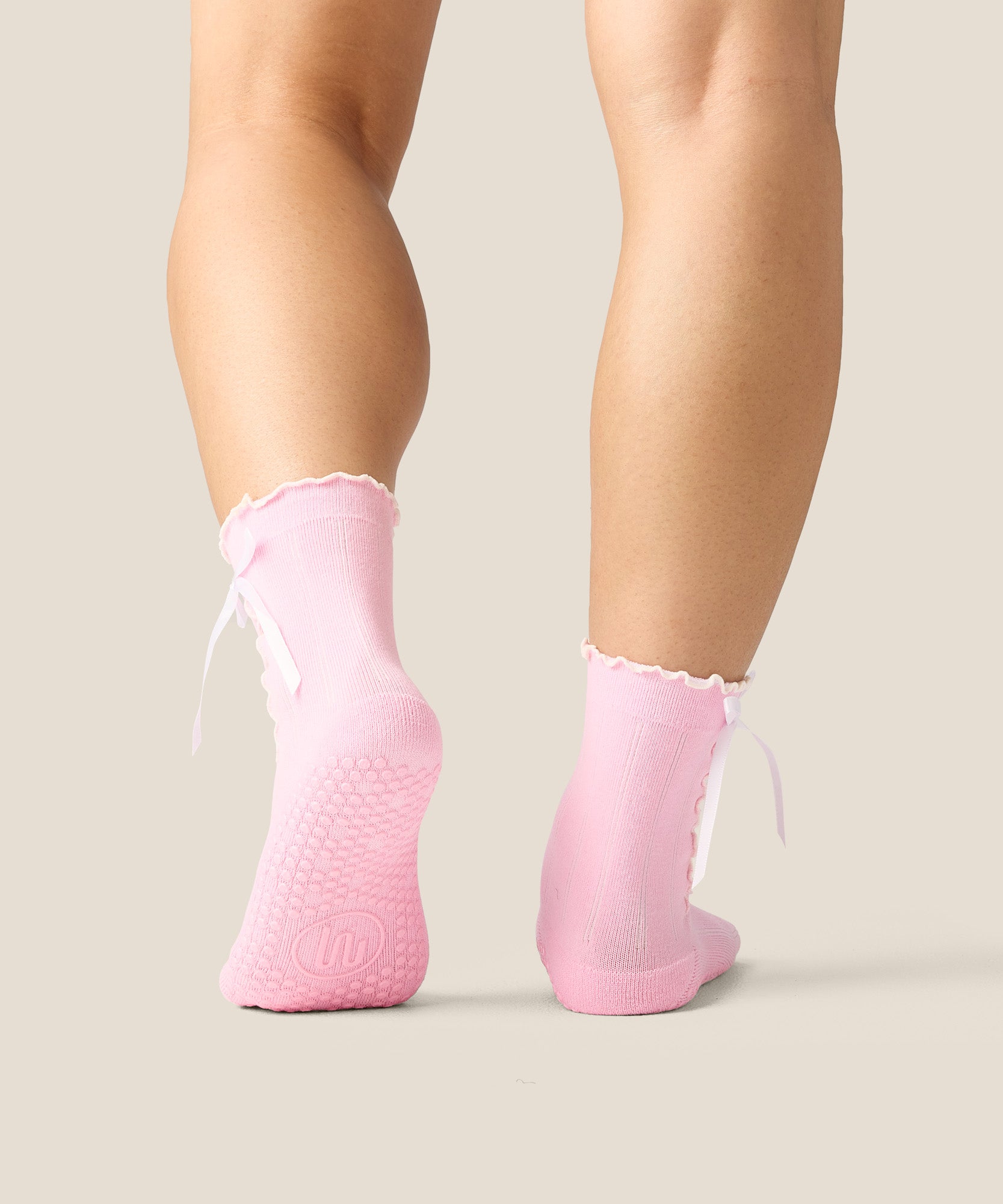 Crew Grip Socks - Sweet Bow Pink