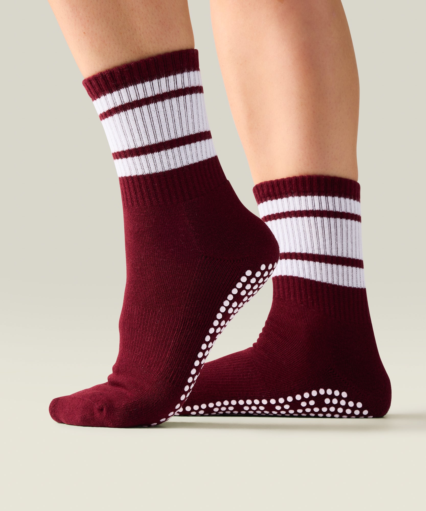 Crew Non Slip Grip Socks - Mulberry Stripe