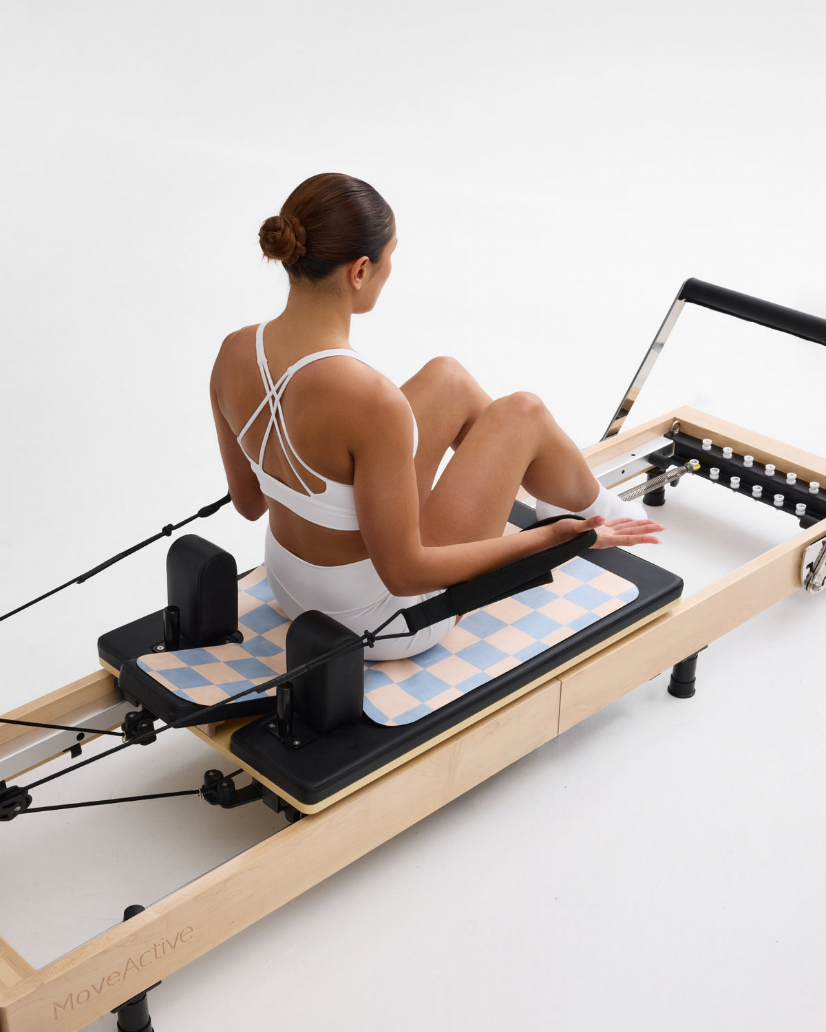 Microfibre Reformer Mat - Check Powder Blue