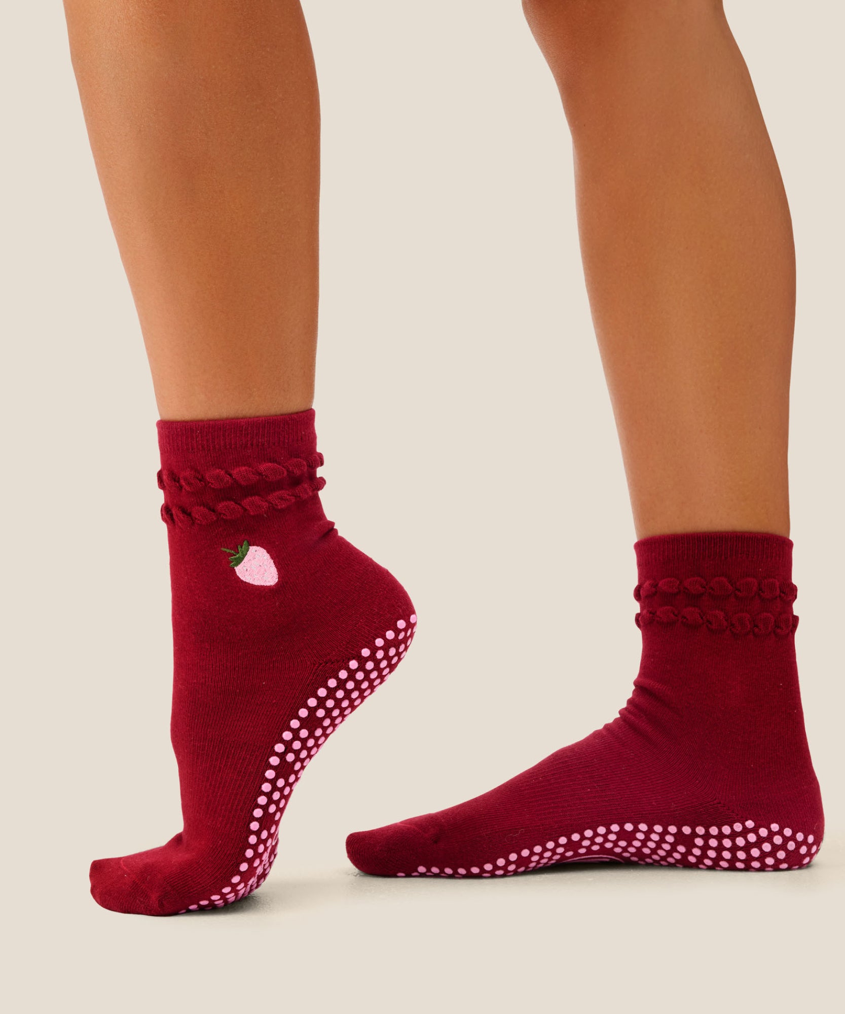 Crew Grip Socks - Strawberry Ruffle Ruby