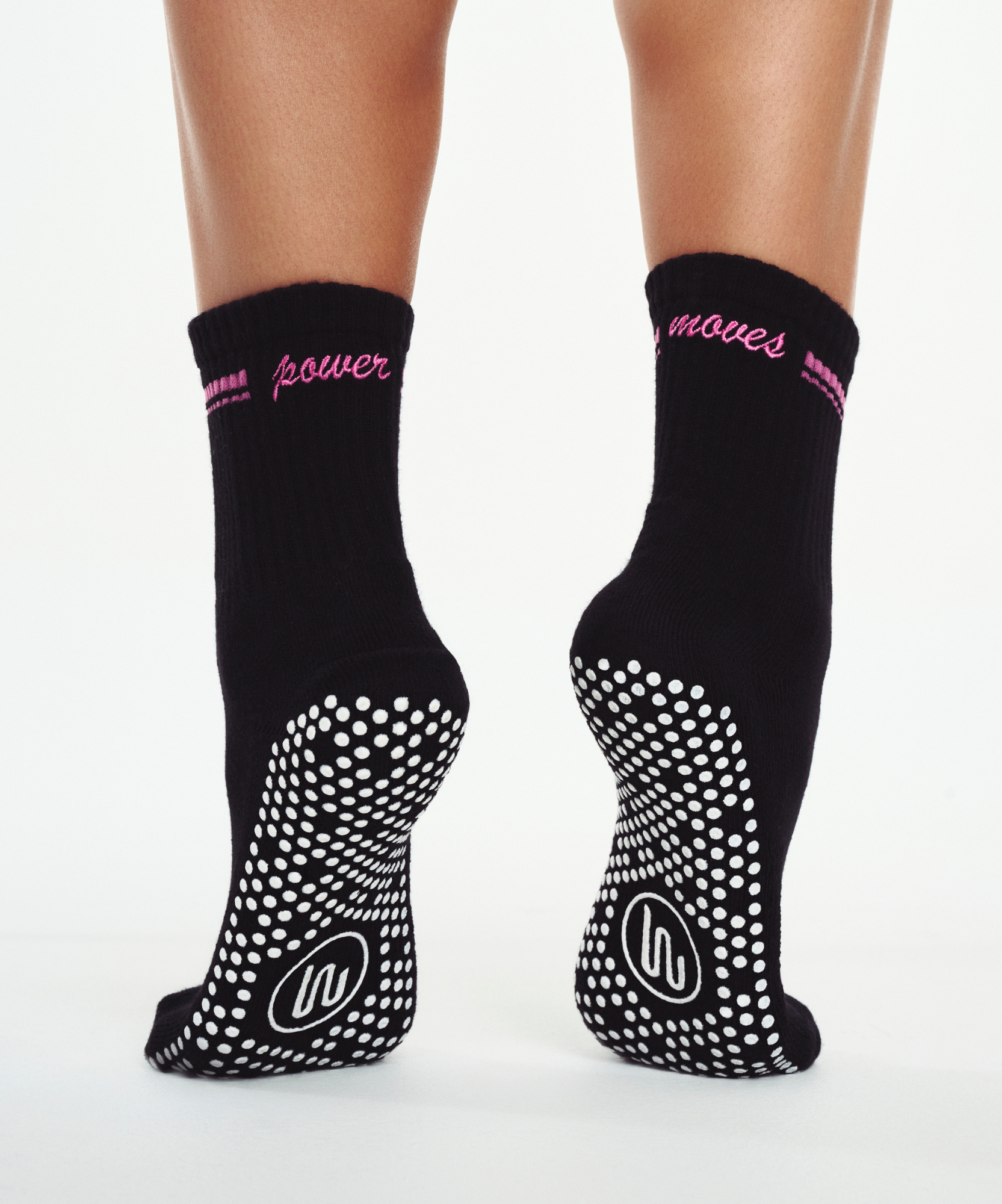 Crew Non Slip Grip Socks - Power Moves Black