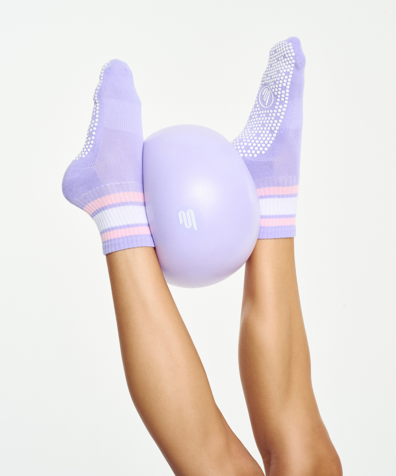 Crew Non Slip Grip Socks - Purple Rain Stripe