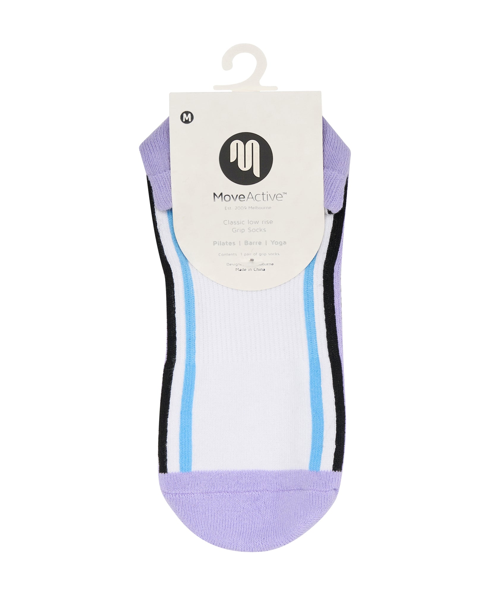 Crew Non Slip Grip Socks - Fluid White & Purple.