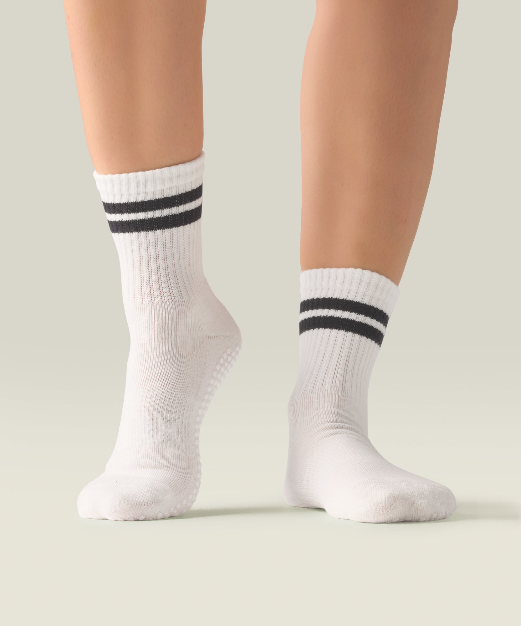 Crew Non Slip Grip Socks - Sporty Stripe Ivory
