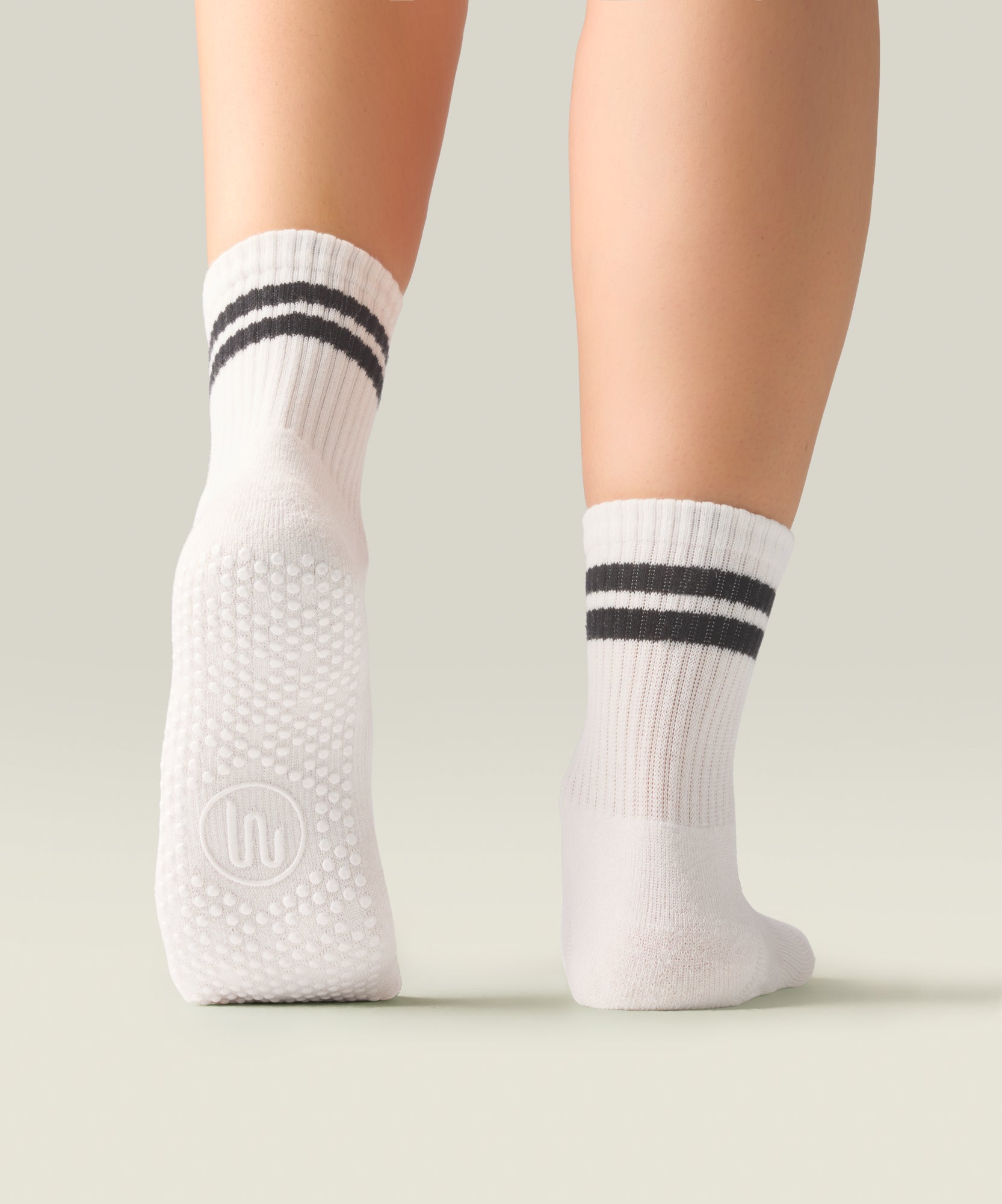 Crew Non Slip Grip Socks - Sporty Stripe Ivory