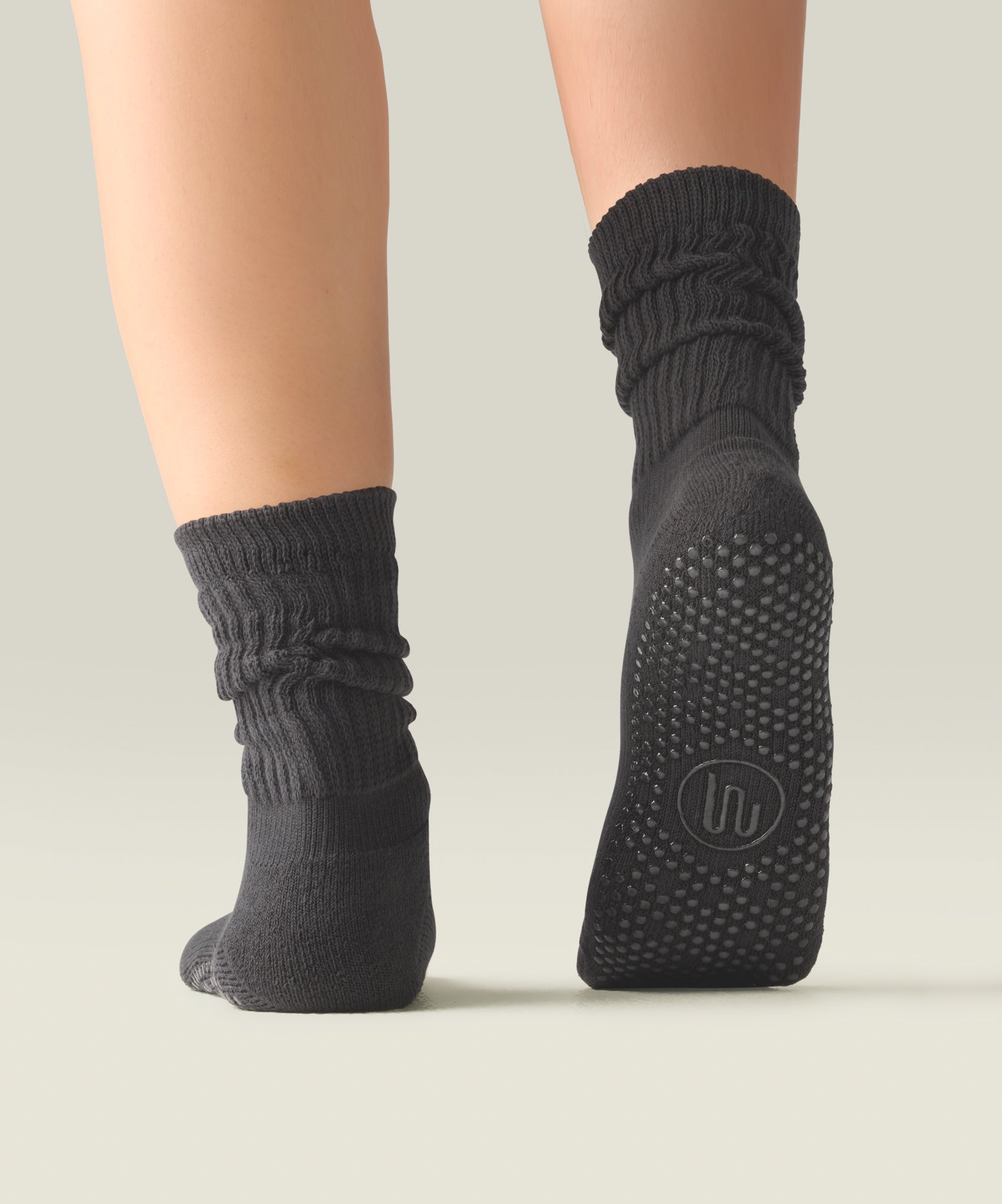 Scrunch Non Slip Grip Socks - Charcoal
