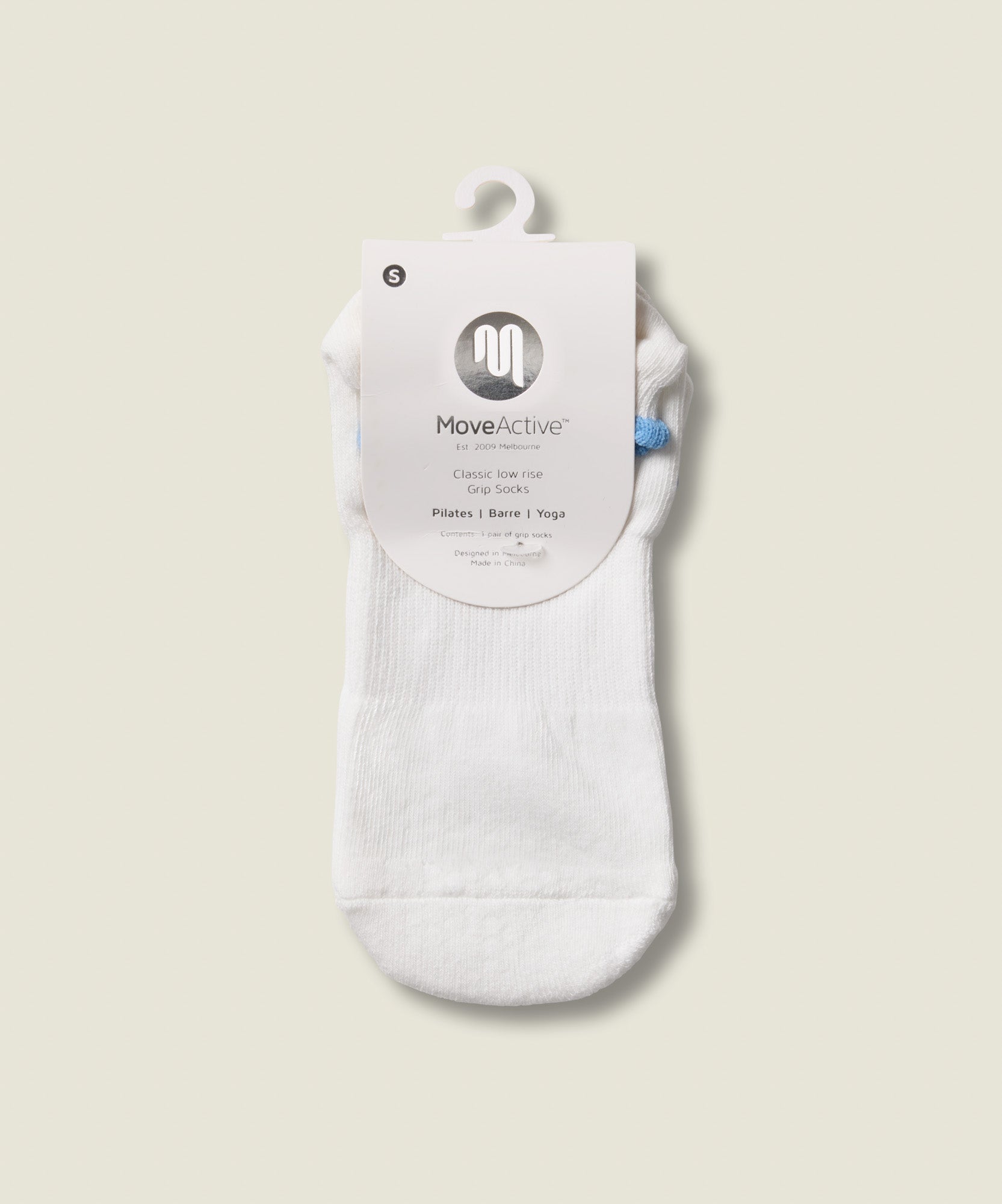Classic Low Rise Grip Socks - Ivory Blue Ruffle