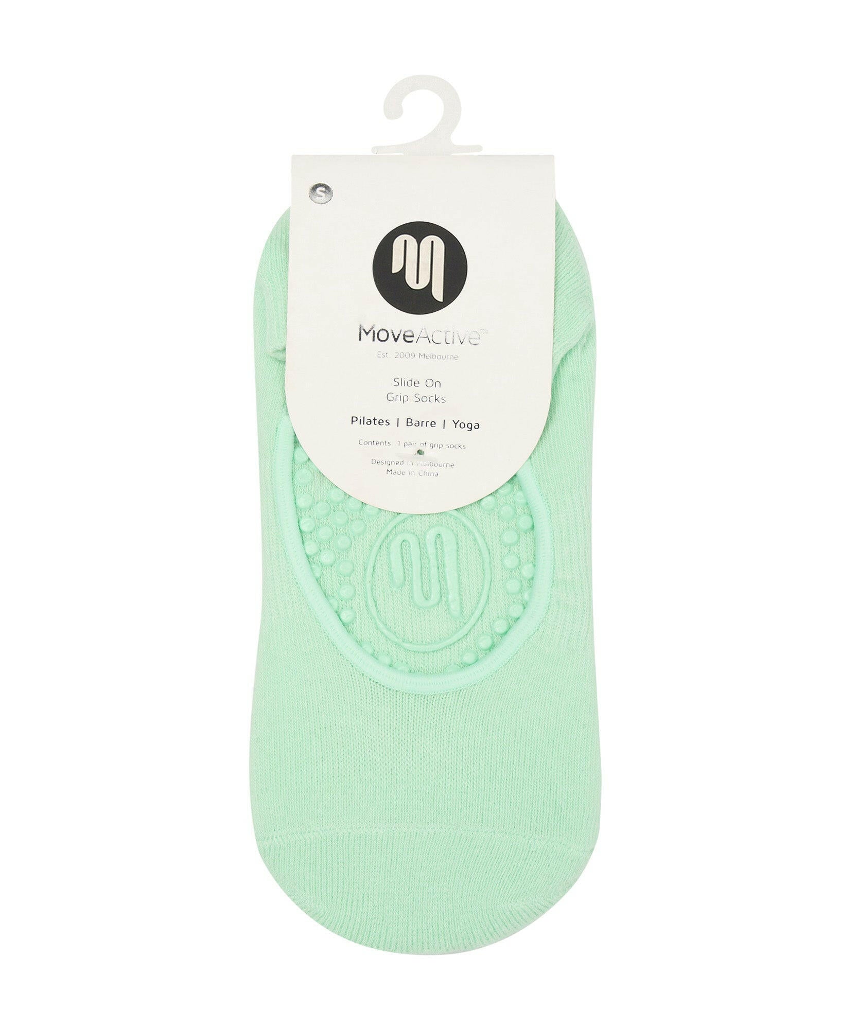 Slide On Non Slip Grip Socks - Mint.